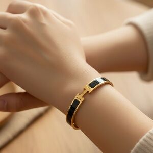 Designer Inspired Gold and Black Bracelet